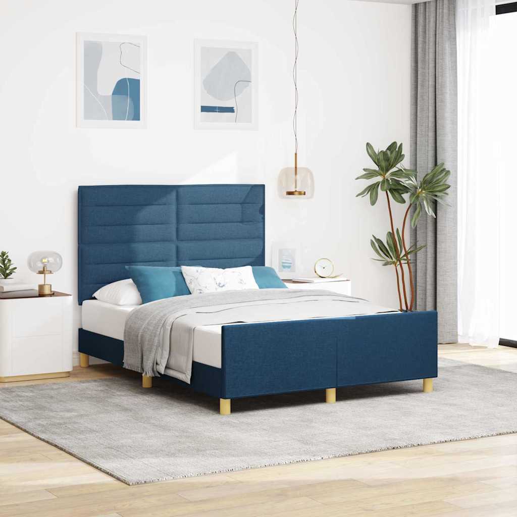 Estrutura de cama com cabeceira Azul 100 x 200 cm tecido