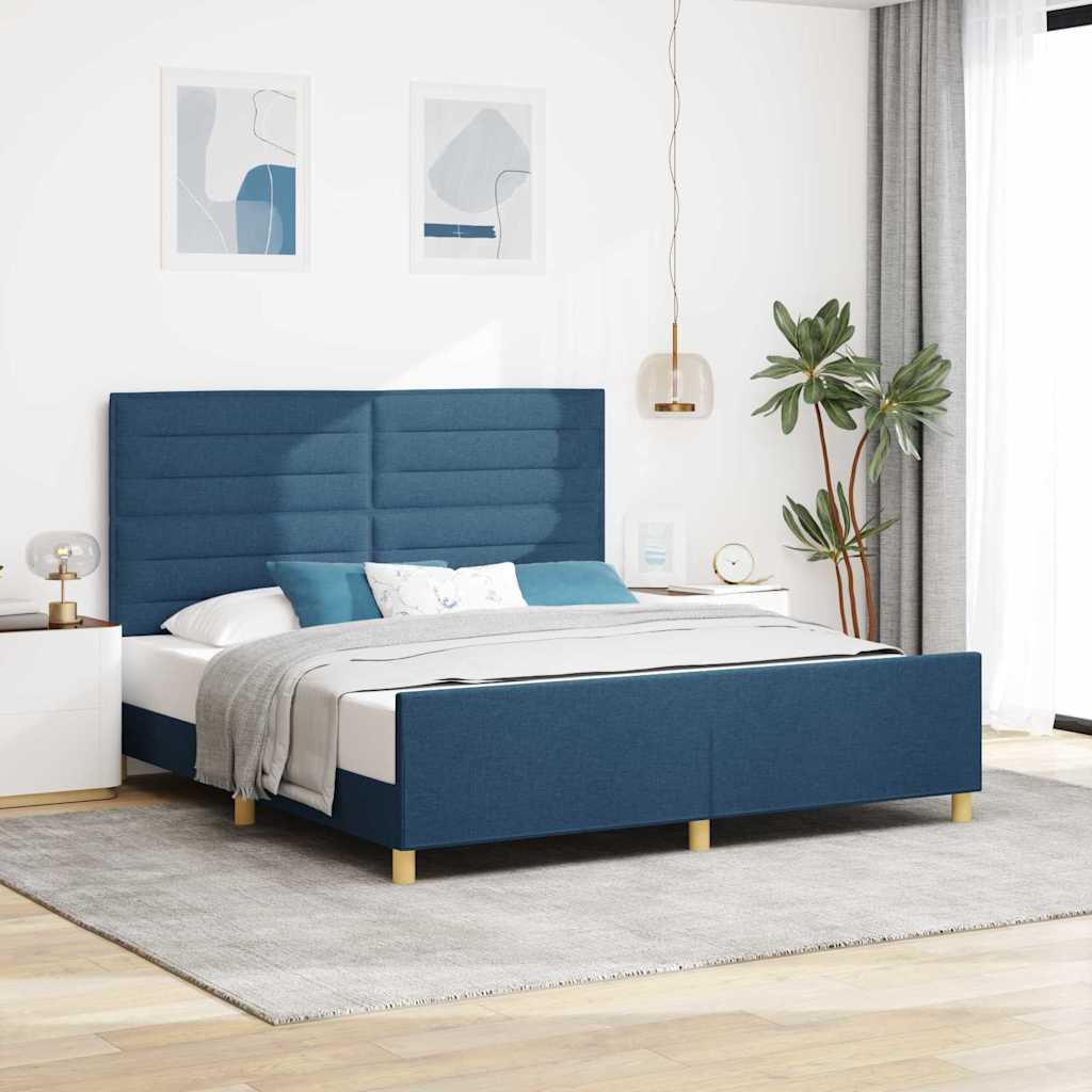 Estrutura de cama com cabeceira Azul 100 x 200 cm tecido