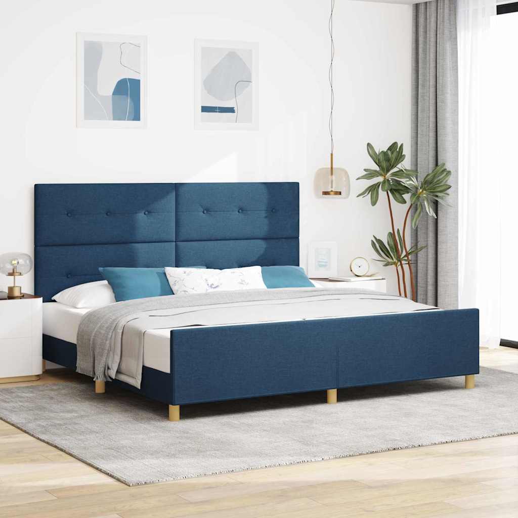 Estrutura de cama com cabeceira Azul 100 x 200 cm tecido
