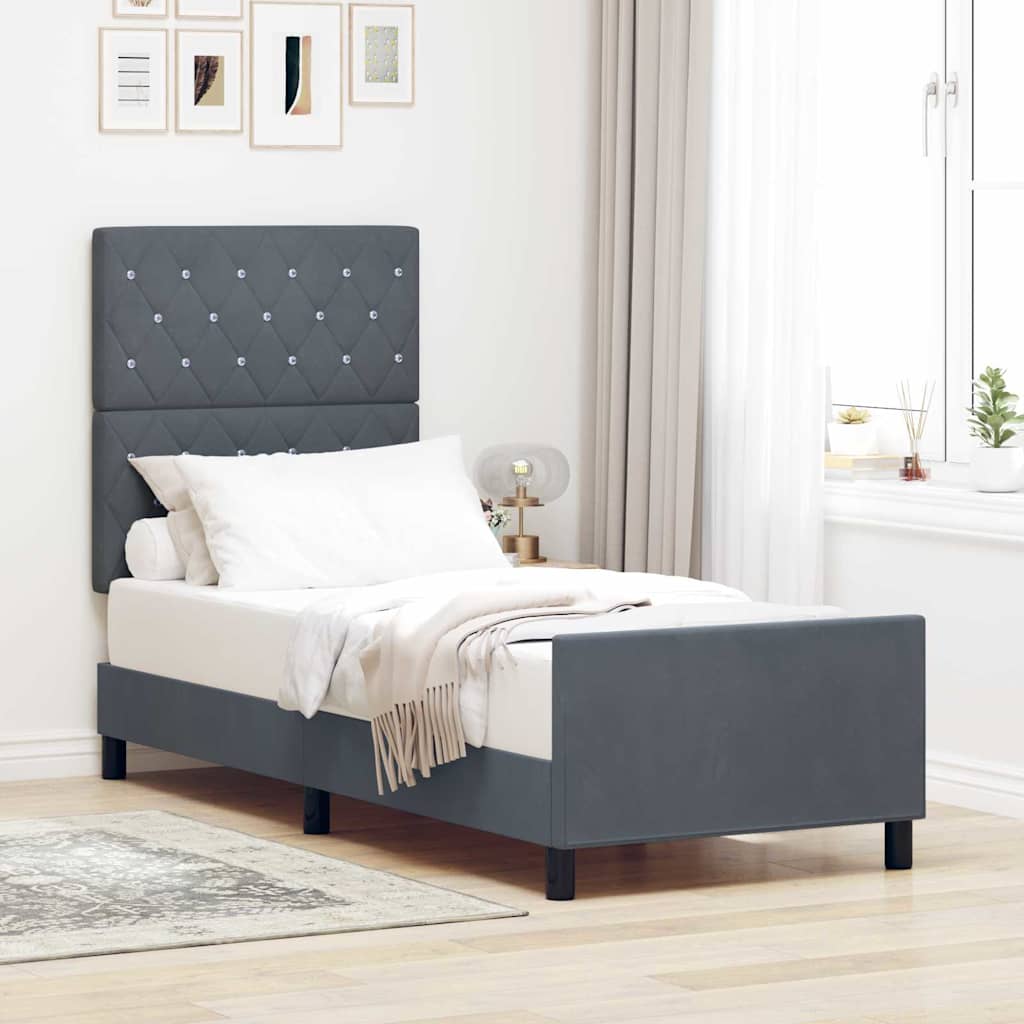 Cama Box Azul Escuro 100 x 200 cm Veludo