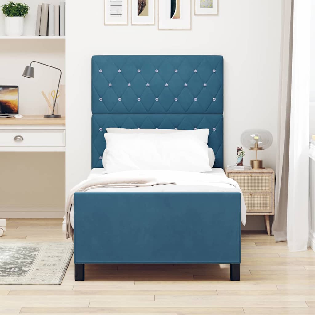 Cama Box Azul Escuro 100 x 200 cm Veludo