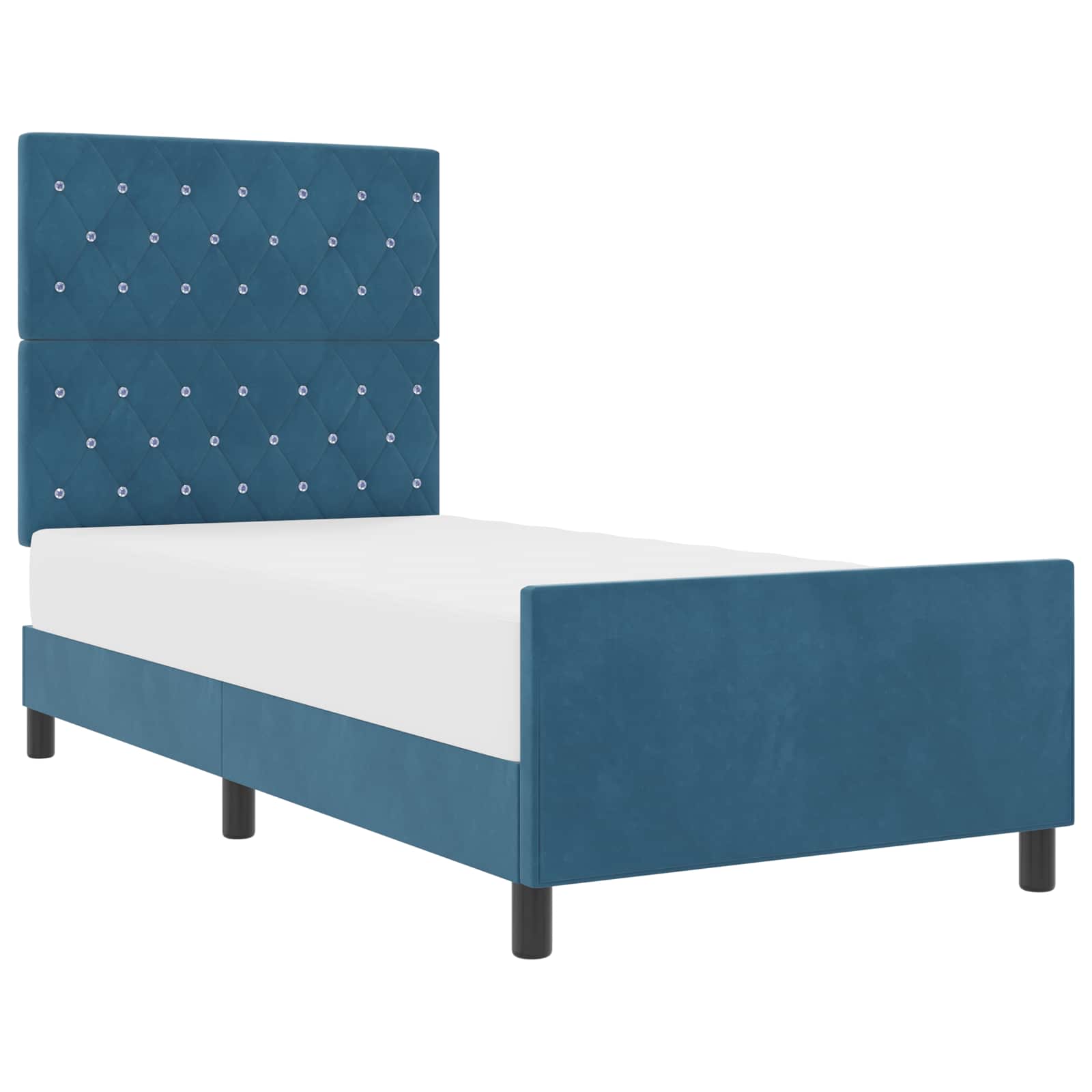 Cama Box Azul Escuro 100 x 200 cm Veludo