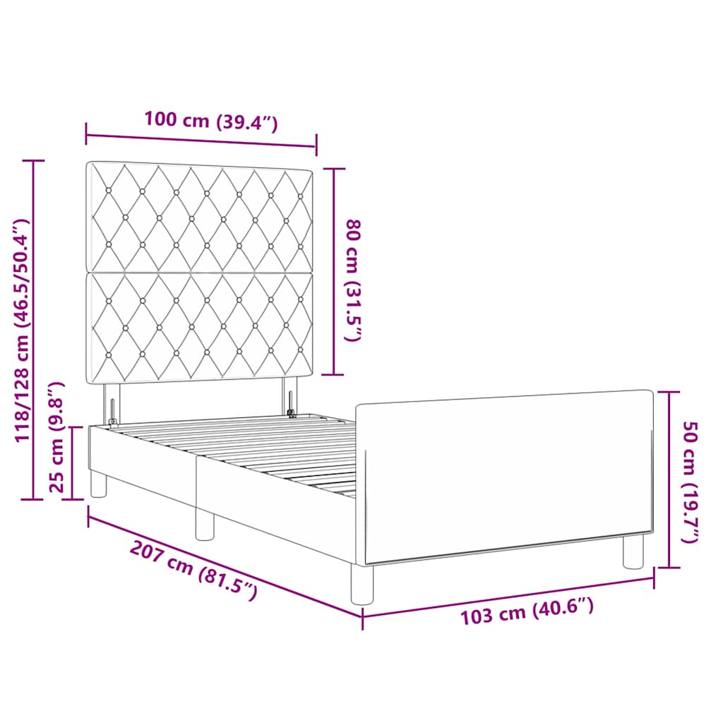 Cama Box Azul Escuro 100 x 200 cm Veludo