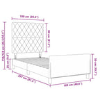 Cama Box Azul Escuro 100 x 200 cm Veludo