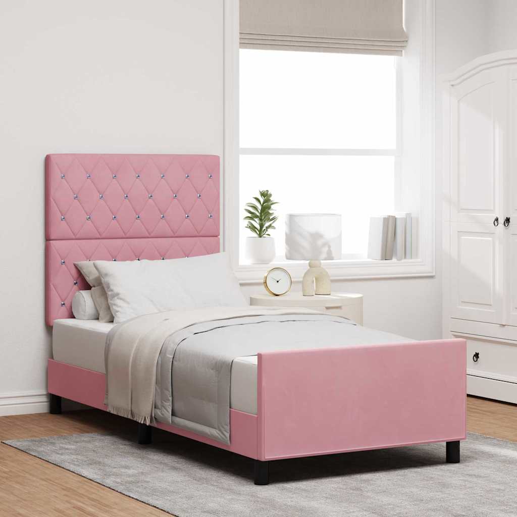 Cama Box Azul Escuro 100 x 200 cm Veludo