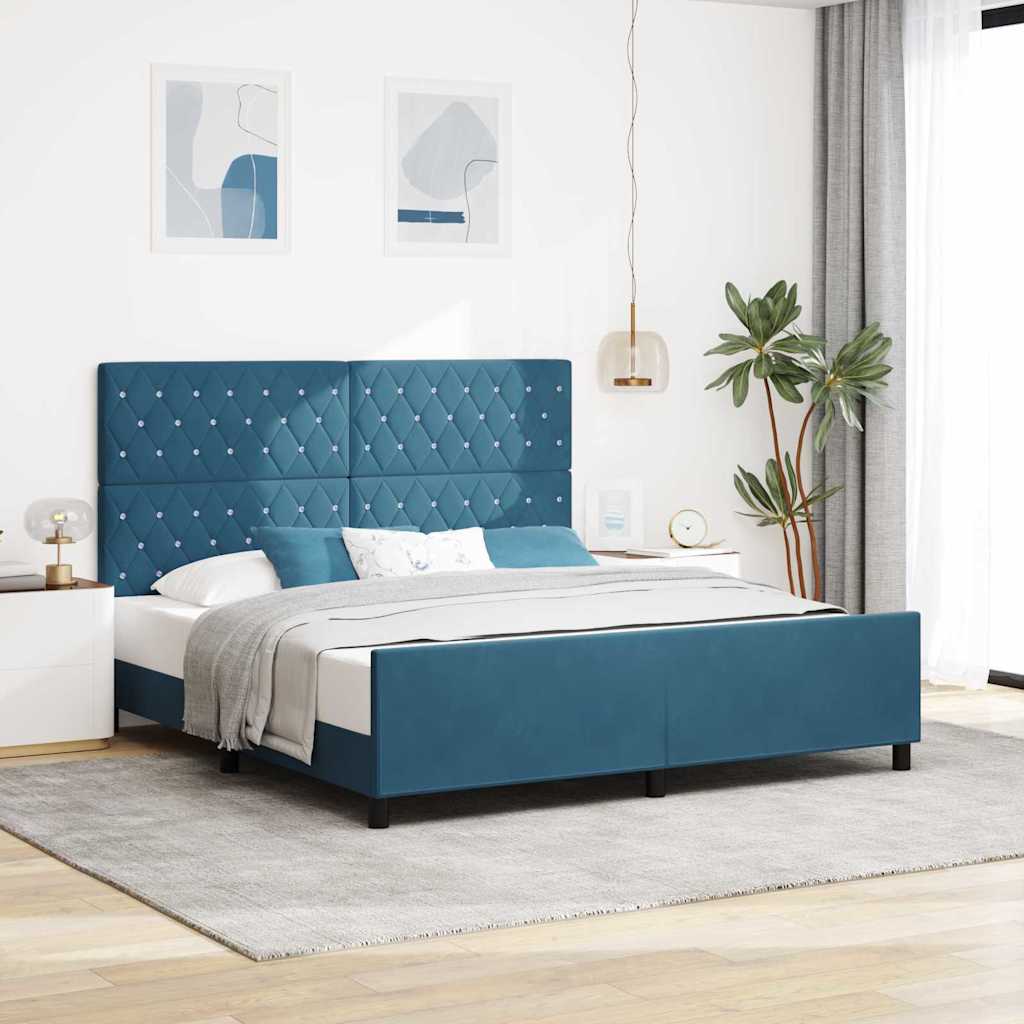 Cama Box Azul Escuro 100 x 200 cm Veludo