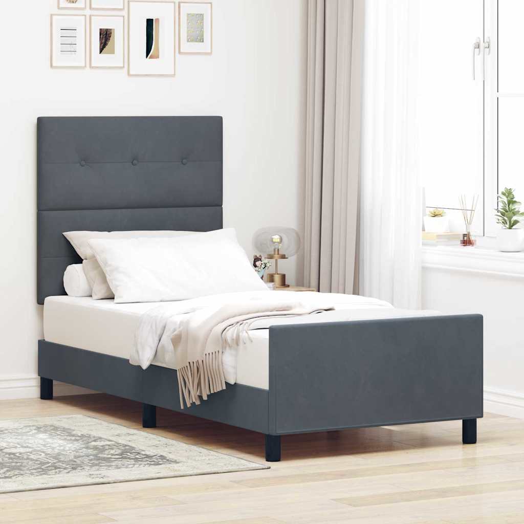 Cama Box Azul Escuro 100 x 200 cm Veludo