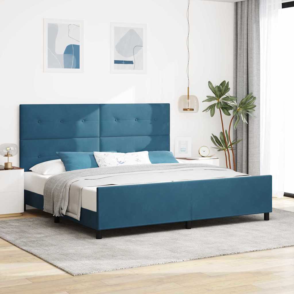 Cama Box Azul Escuro 100 x 200 cm Veludo