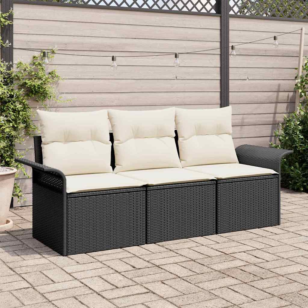 Conjunto de sofá de jardín con cojín 3 pcs Beige Poliratán