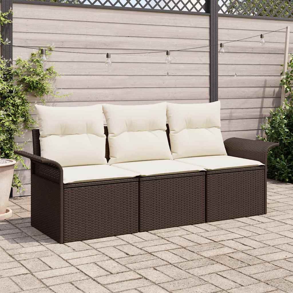 Conjunto de sofá de jardín con cojín 3 pcs Beige Poliratán