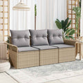 Conjunto de sofá de jardín con cojín 3 pcs Beige Poliratán