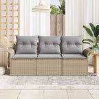 Conjunto de sofá de jardín con cojín 3 pcs Beige Poliratán