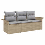 Conjunto de sofá de jardín con cojín 3 pcs Beige Poliratán