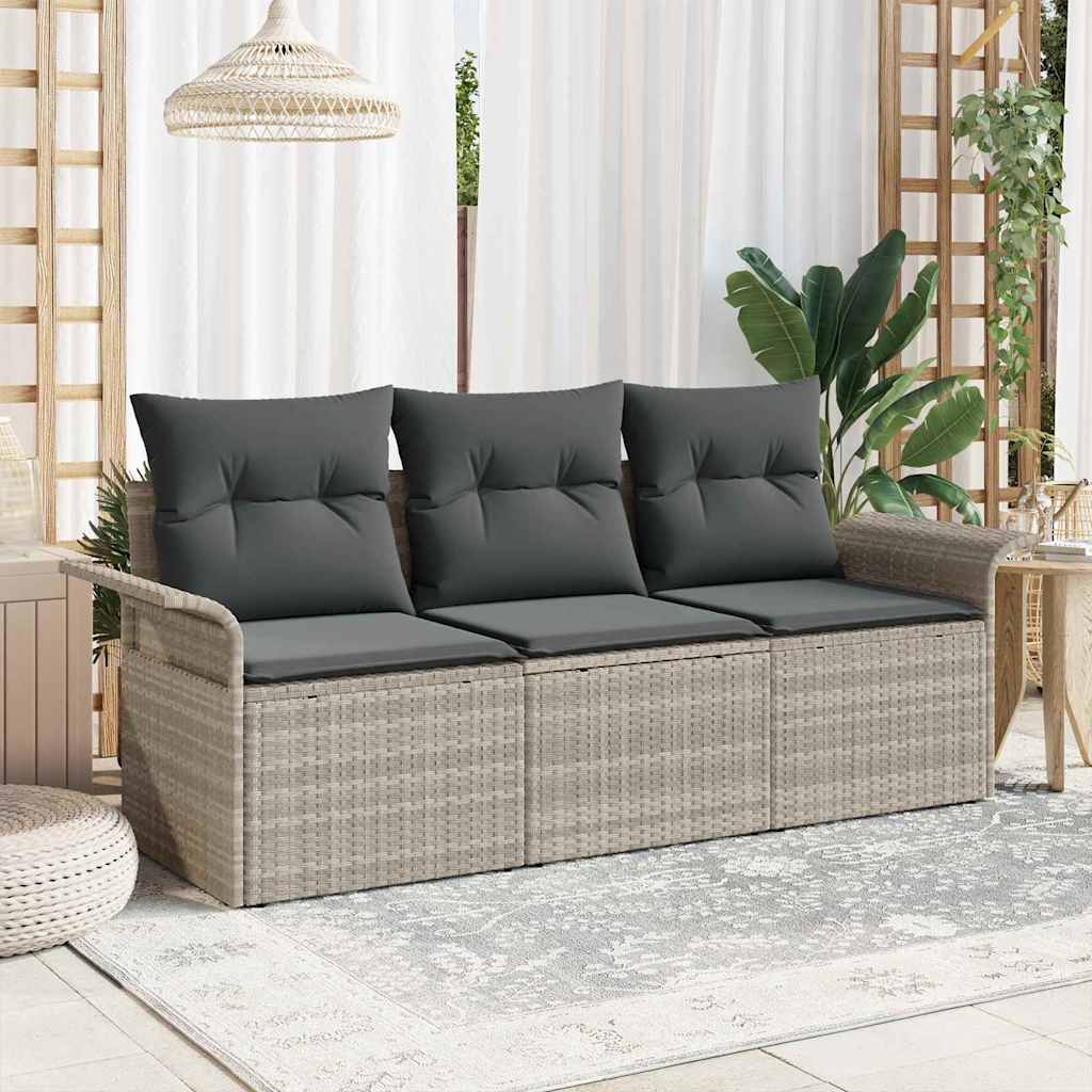 Conjunto de sofá de jardín con cojín 3 pcs Beige Poliratán