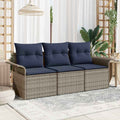 Conjunto de sofá de jardín con cojín 3 pcs Gris Poliratán
