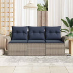 Conjunto de sofá de jardín con cojín 3 pcs Gris Poliratán