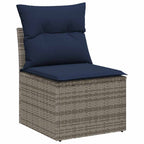 Conjunto de sofá de jardín con cojín 3 pcs Gris Poliratán