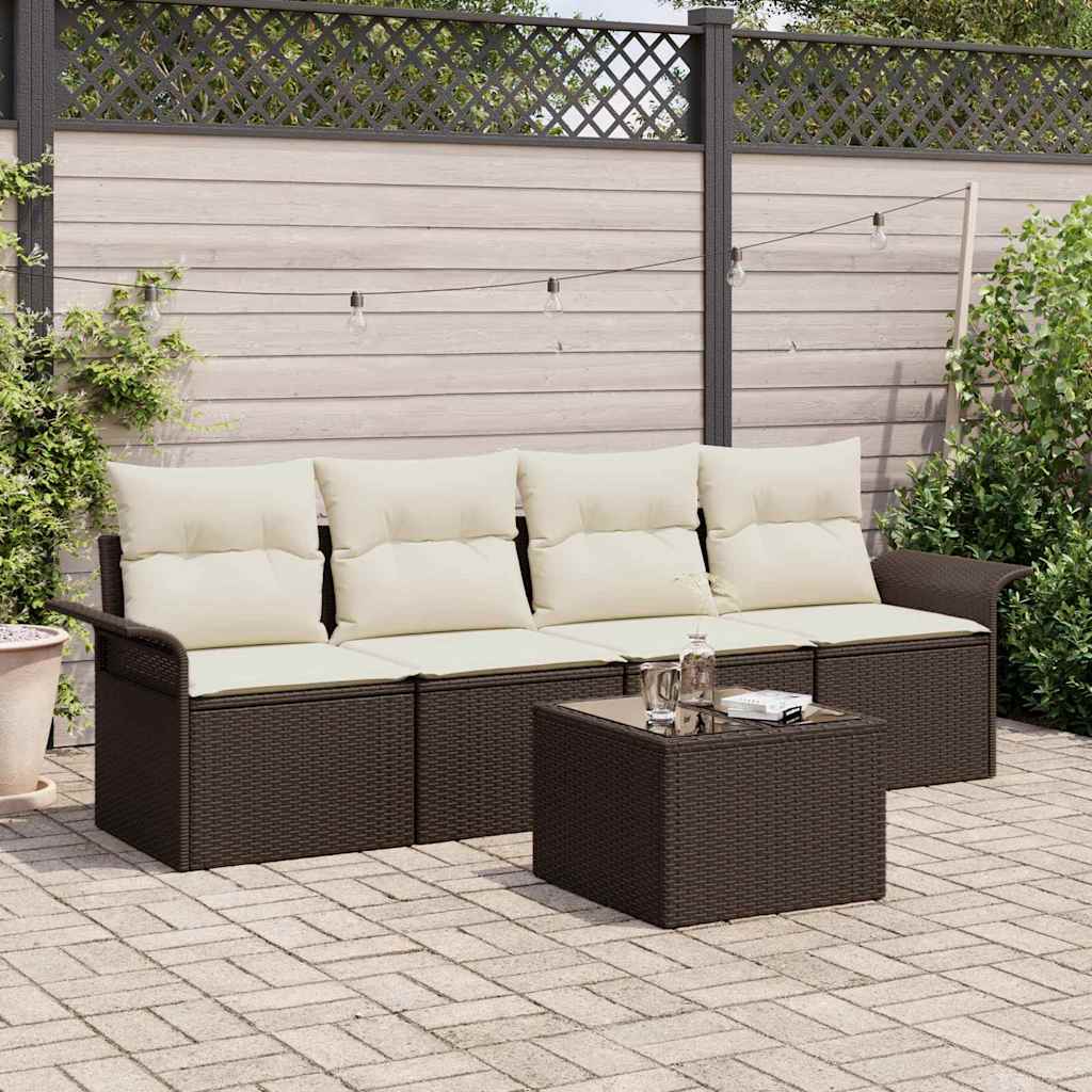 Conjunto de sofá de jardim 4 peças Bege vime sintético