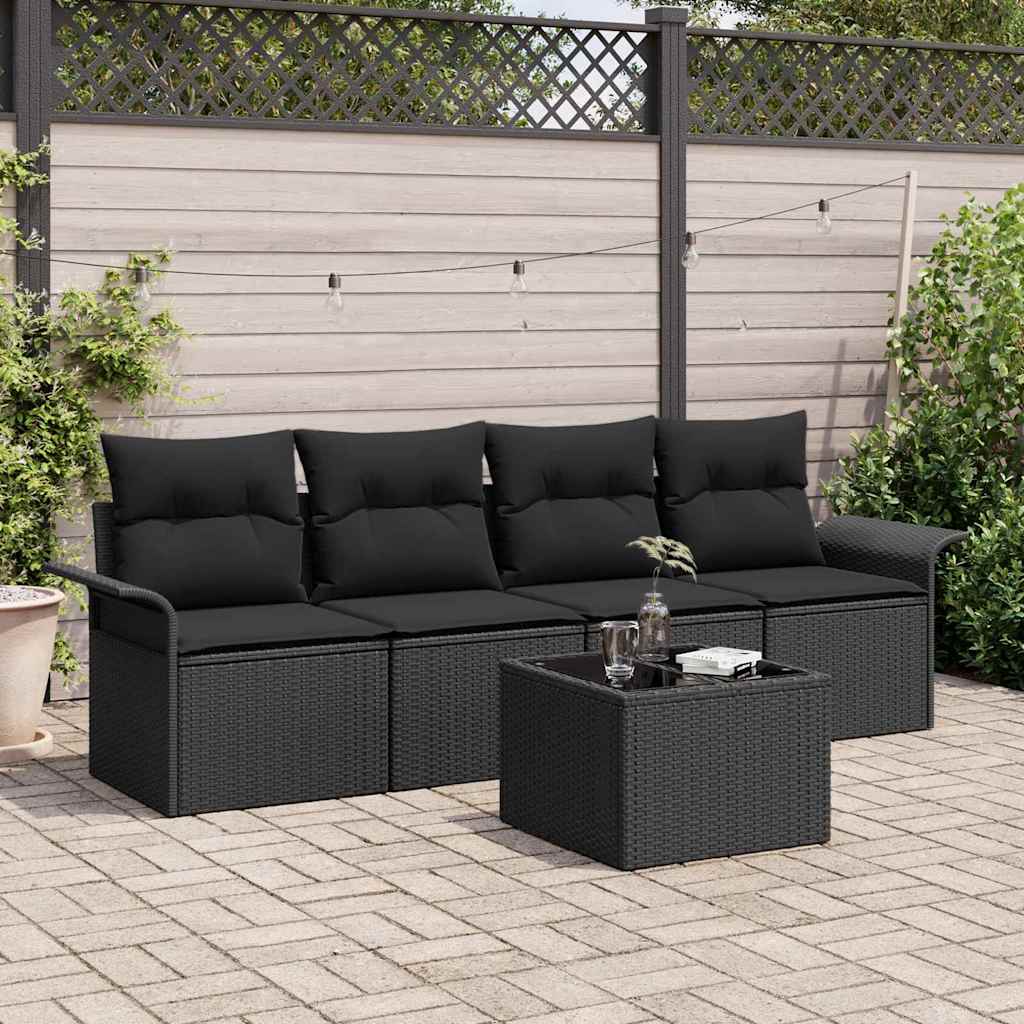 Conjunto de sofá de jardim 4 peças Bege vime sintético