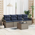 Conjunto de sofá de jardín 5 pcs Gris y marino ratán sintético