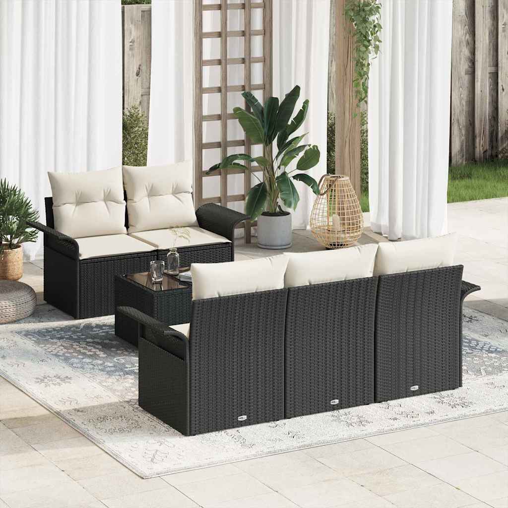 Conjunto de sofá de jardín 6 pcs Beige y Crema 55 x 55 x 37 cm