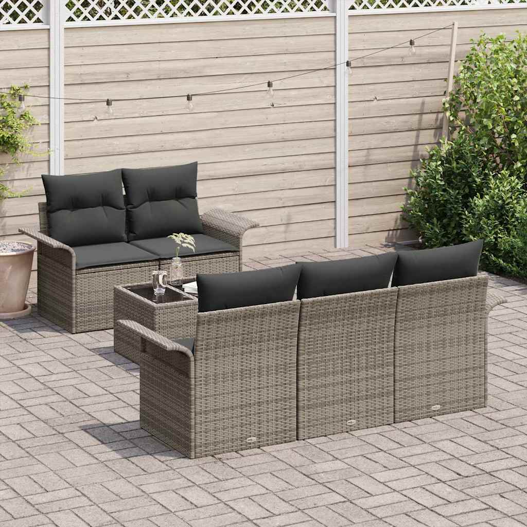 Conjunto de sofá de jardín con cojín 6 pcs Gris 55 x 55 x 37 cm