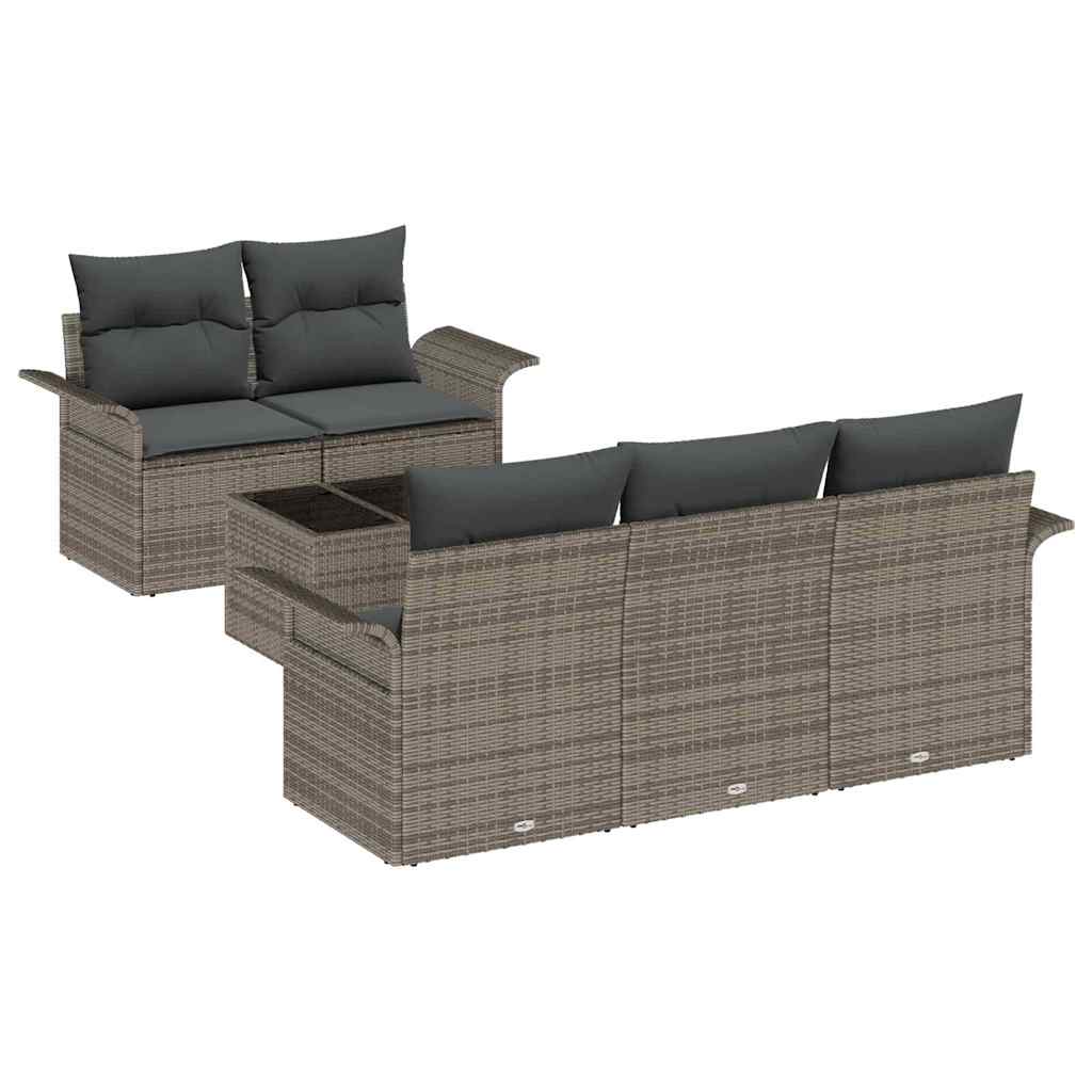 Conjunto de sofá de jardín con cojín 6 pcs Gris 55 x 55 x 37 cm