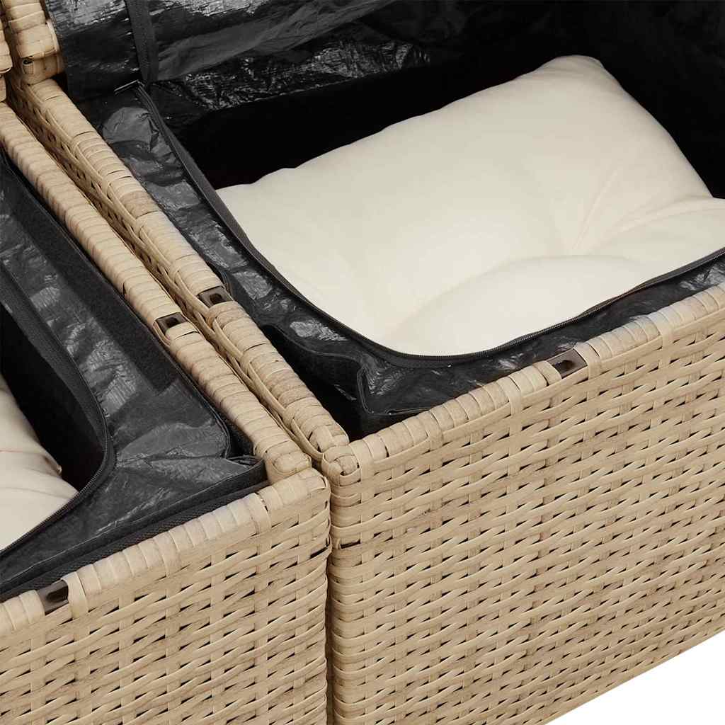 Conjunto de sofá de jardín 6 pcs Beige y Crema 55 x 55 x 37 cm