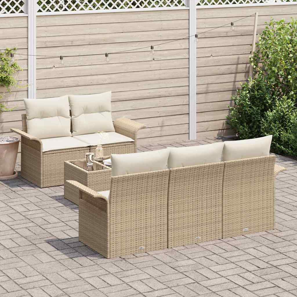 Conjunto de sofá de jardín 6 pcs Beige y Crema 55 x 55 x 37 cm
