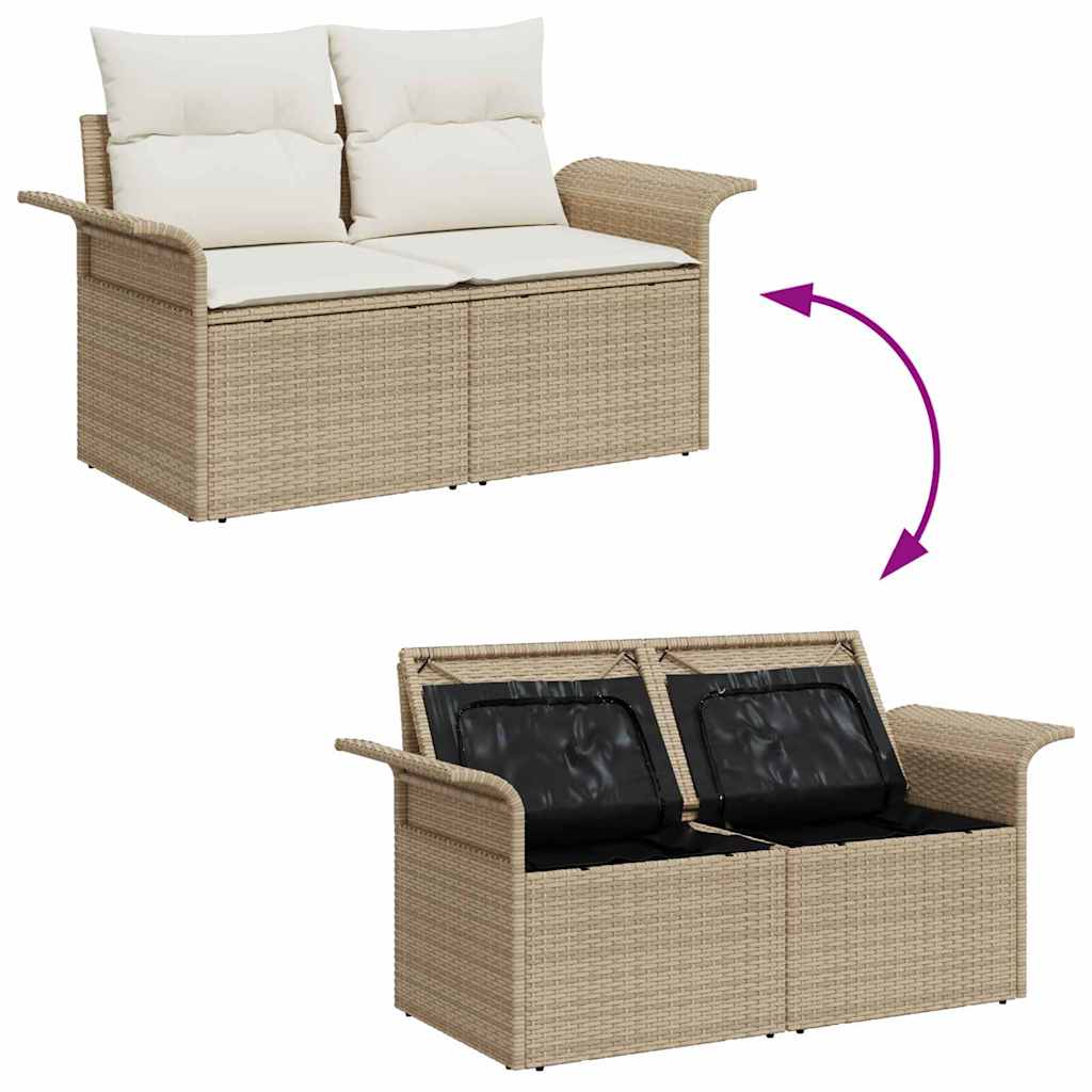 Conjunto de sofá de jardín 6 pcs Beige y Crema 55 x 55 x 37 cm