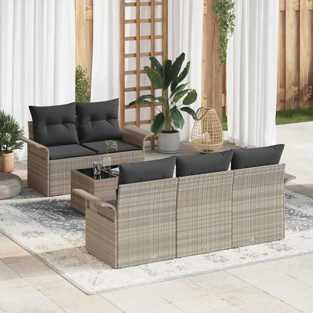 Conjunto de sofá de jardín 6 pcs Beige y Crema 55 x 55 x 37 cm