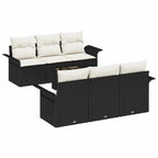 Conjunto de sofás de jardín 7 pcs Negro y crema ratán sintético