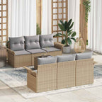 Conjunto de sofás de jardín 7 pcs Beige y gris ratán sintético