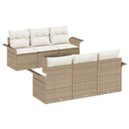 Conjunto de sofás de jardín 7 pcs Beige y Crema ratán sintético