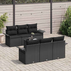 Conjunto de sofás de jardín 7 pcs Negro ratán sintético