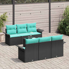 Conjunto de sofá de jardín con cojín 7 pcs Negro y Turquesa