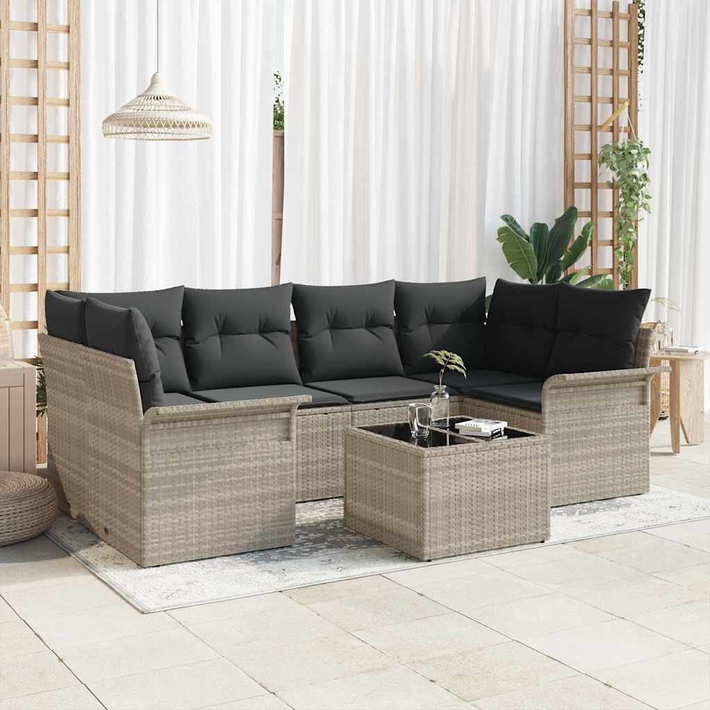Conjunto de sofá de jardín 7 pcs Beige y Crema 55 x 55 x 37 cm