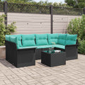 Conjunto de sofá de jardín con cojín 7 pcs Negro y Turquesa