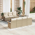 Conjunto de sofás de jardín 8 pcs Beige y Crema ratán sintético