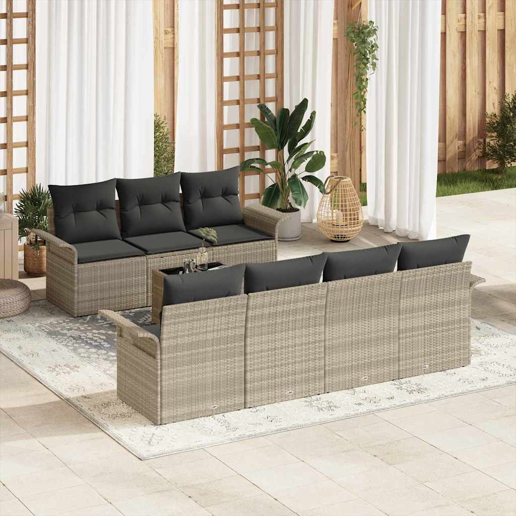 Conjunto de sofás de jardín 8 pcs Beige y Crema ratán sintético