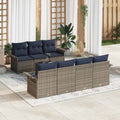 Conjunto de sofá de jardín 8 pcs Gris y marino ratán sintético