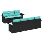 Conjunto de sofá de jardín con cojín 8 pcs Negro y Turquesa