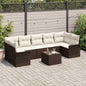 8-Piece Beige and Cream Synthetic Rattan Garden Sofa Set