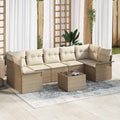 Conjunto de sofá de jardín 8 pcs Beige y Crema ratán sintético