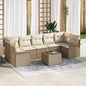 8-Piece Beige and Cream Synthetic Rattan Garden Sofa Set
