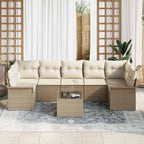 Conjunto de sofá de jardín 8 pcs Beige y Crema ratán sintético