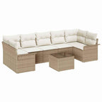Conjunto de sofá de jardín 8 pcs Beige y Crema ratán sintético