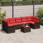 Conjunto de sofá de jardim 8 pçs Bege e Vermelho vime sintético