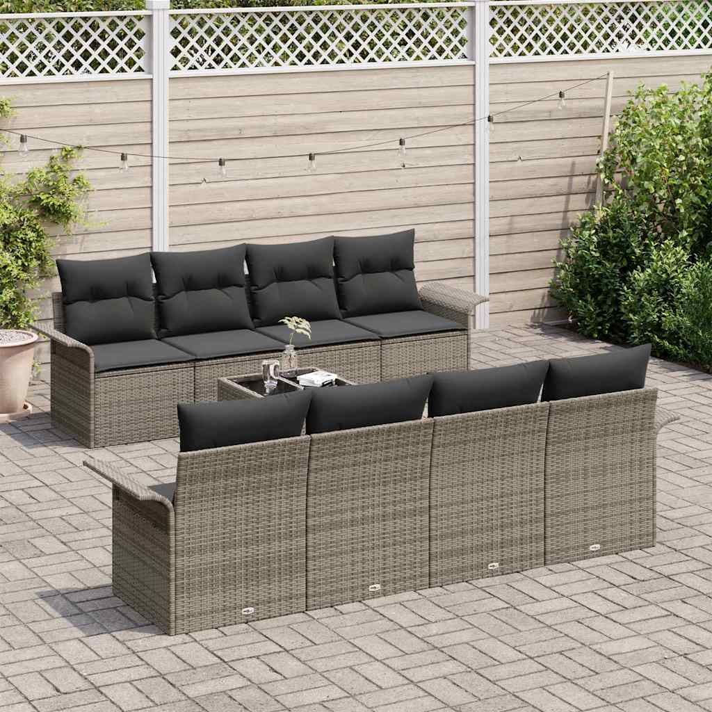Conjunto de sofá de jardín con cojín 9 pcs Gris 55 x 55 x 37 cm
