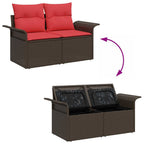 Conjunto de sofá de jardín 9 pcs Beige y Rojo ratán sintético